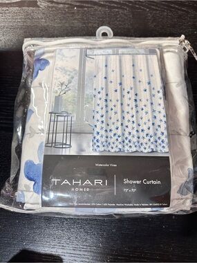 Tahari Home shower curtain in the "Watercolor Vines" pattern 72x72 New